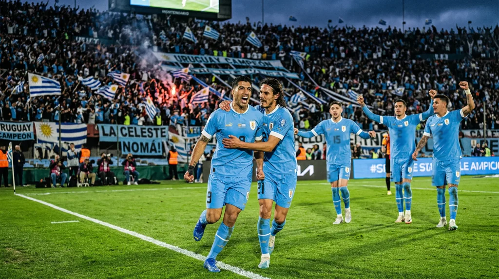 Uruguayan national team featuring Darwin Núñez and Federico Valverde preparing for World Cup 2026 in North America